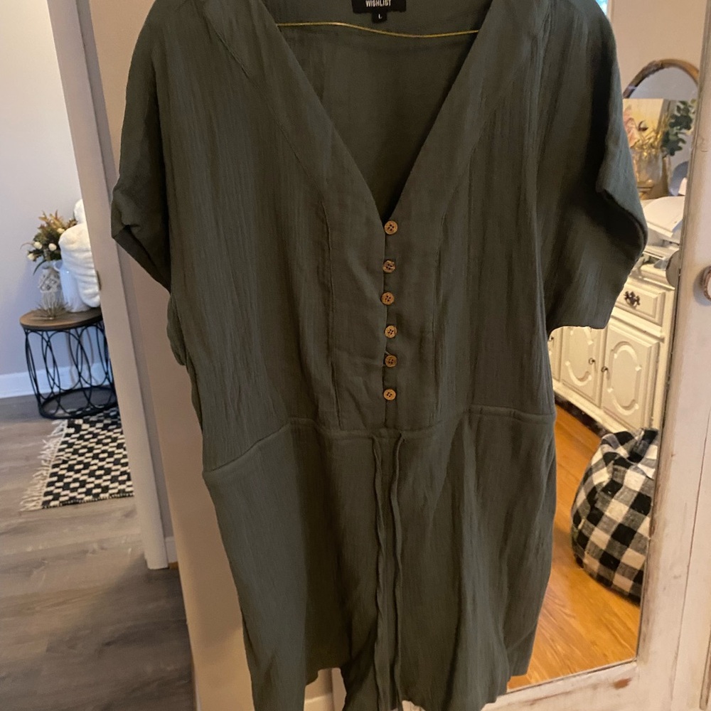 Wishlist Olive Button-Down Blouse